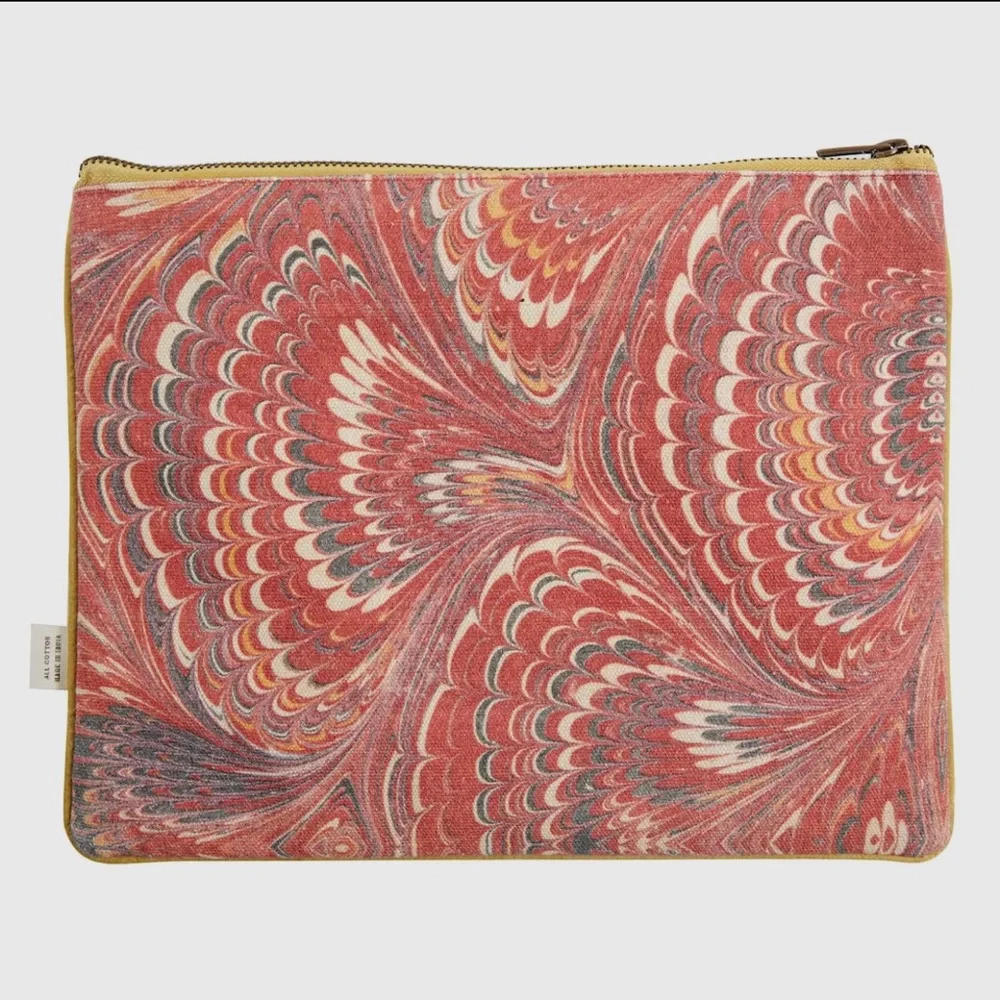 Antwerp Forster Vintage Inspired Cotton Floral Print Zip Pouch Clutch NWT